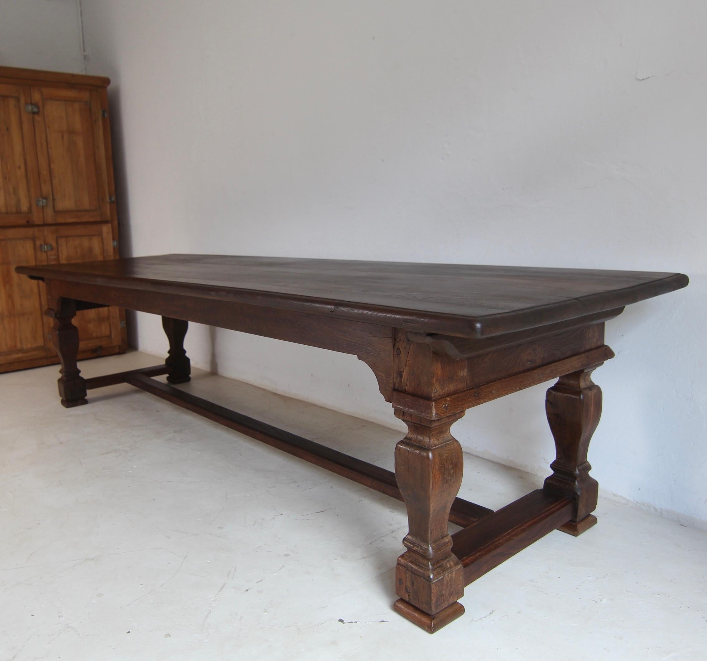20th Century Large German Refectory Dining Table made of Oak For Sale