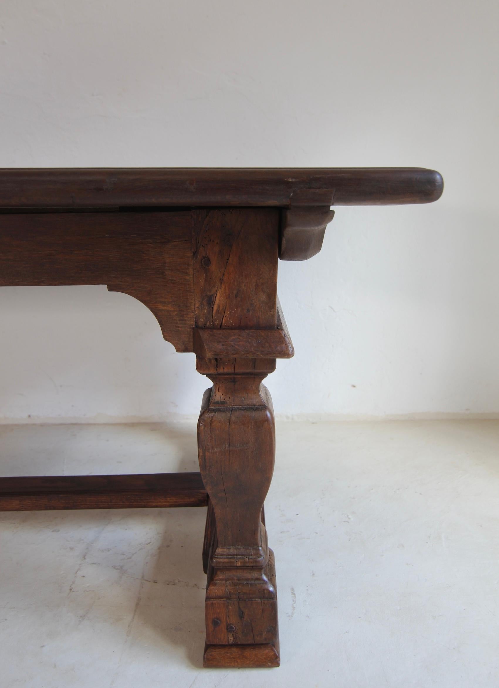Large German Refectory Dining Table made of Oak For Sale 1