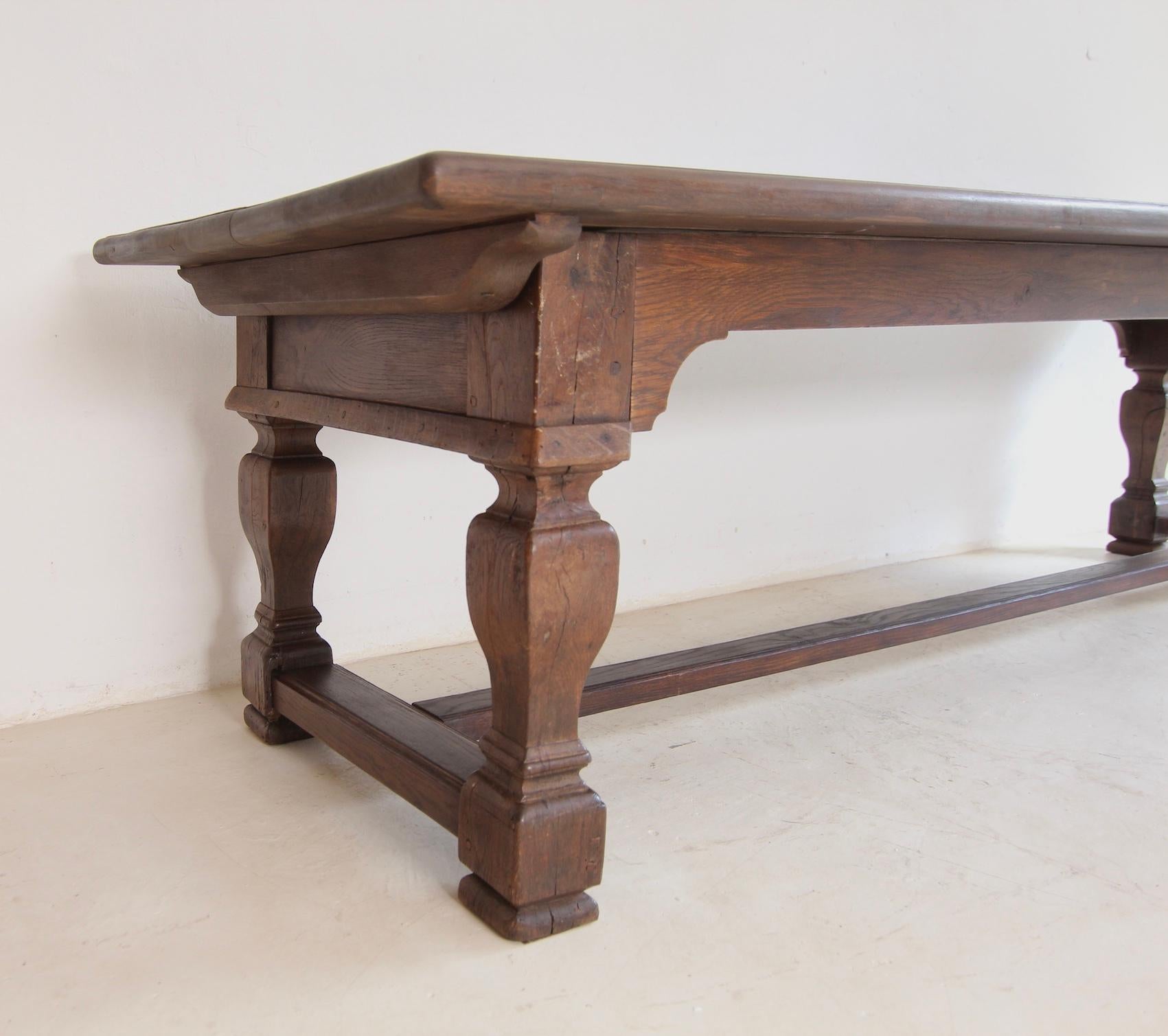 Large German Refectory Dining Table made of Oak For Sale 4
