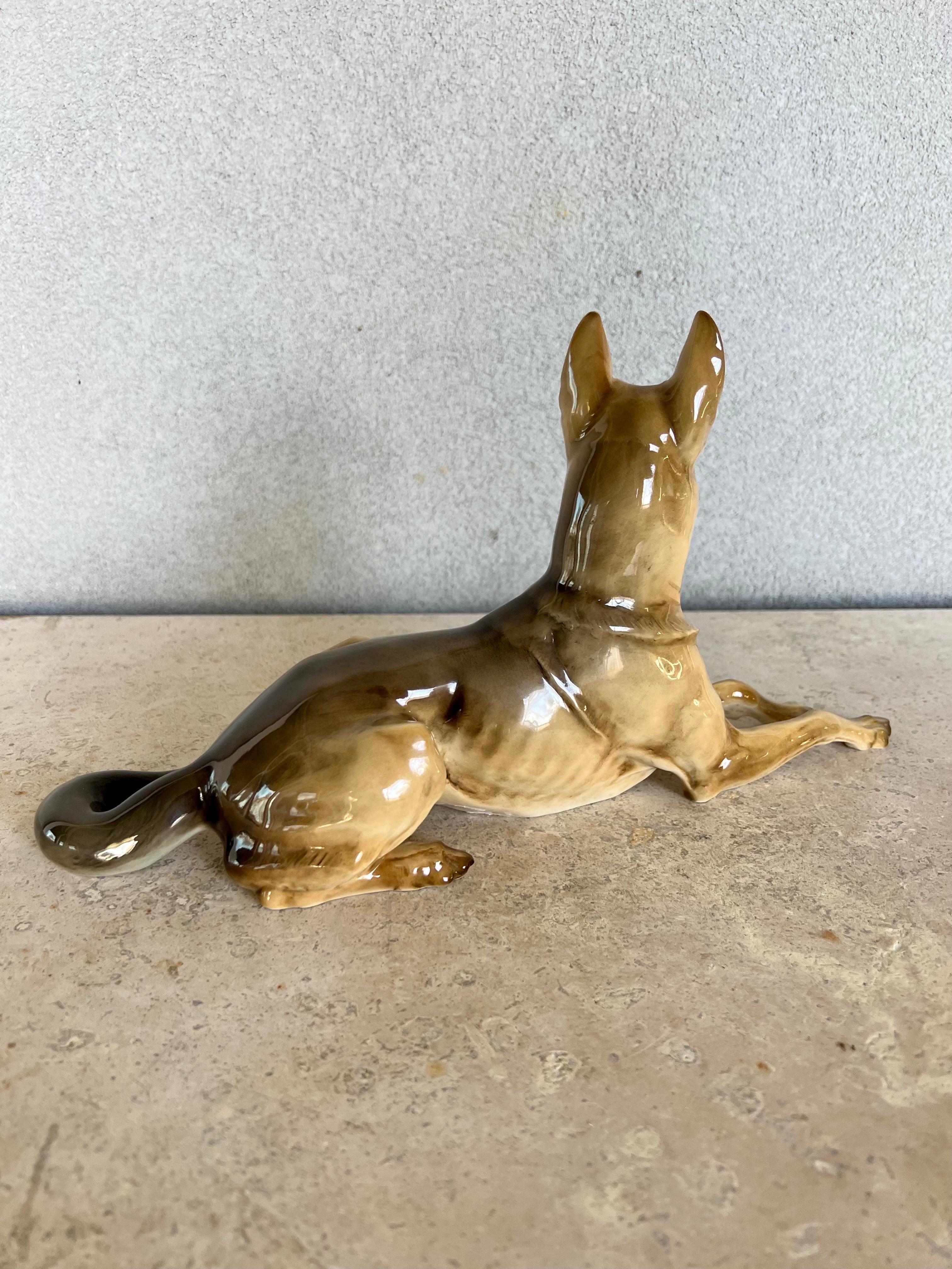 Mid-Century Modern Large German Shepherd Porcelain Figurine Dog Hutschenreuther For Sale