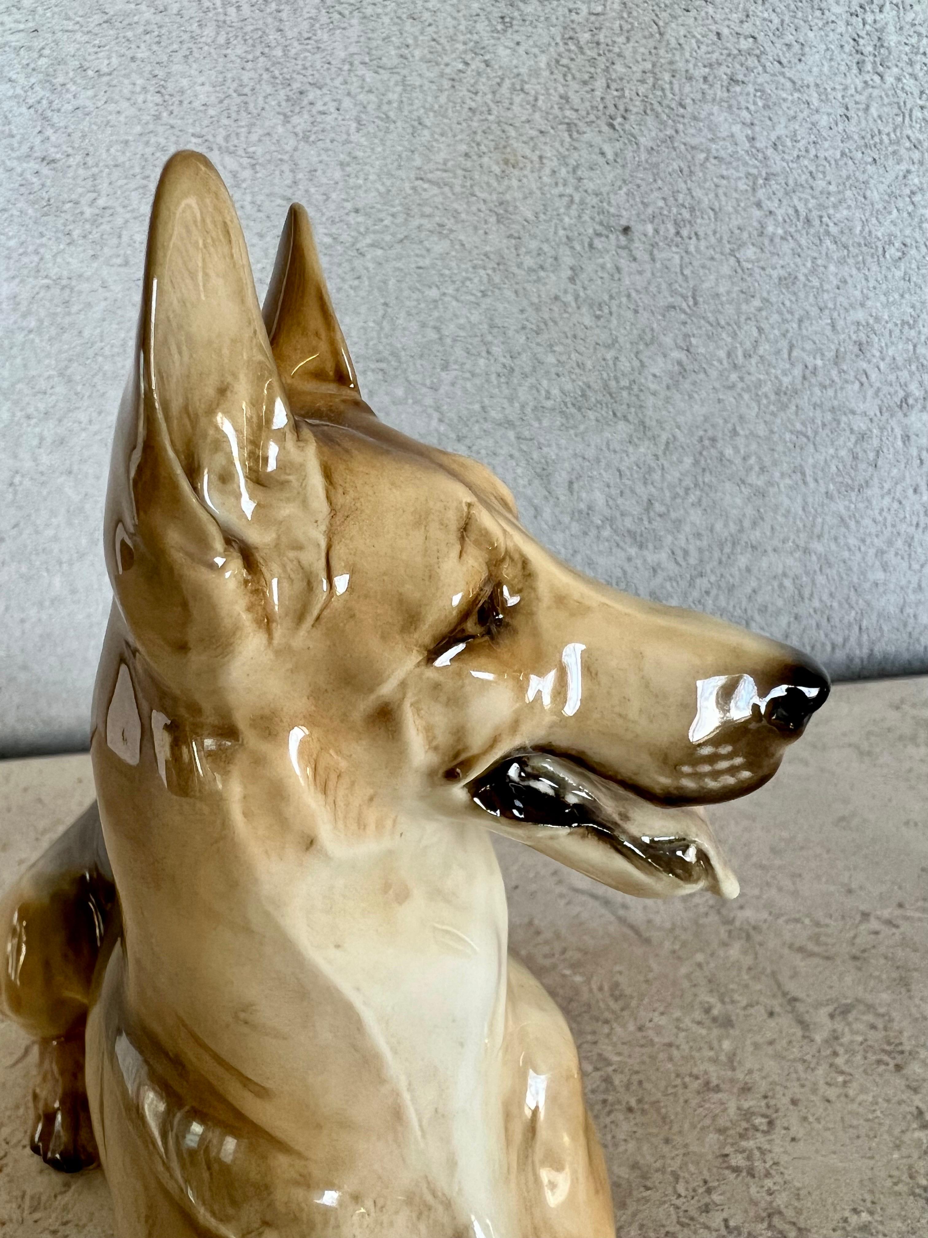 20th Century Large German Shepherd Porcelain Figurine Dog Hutschenreuther For Sale