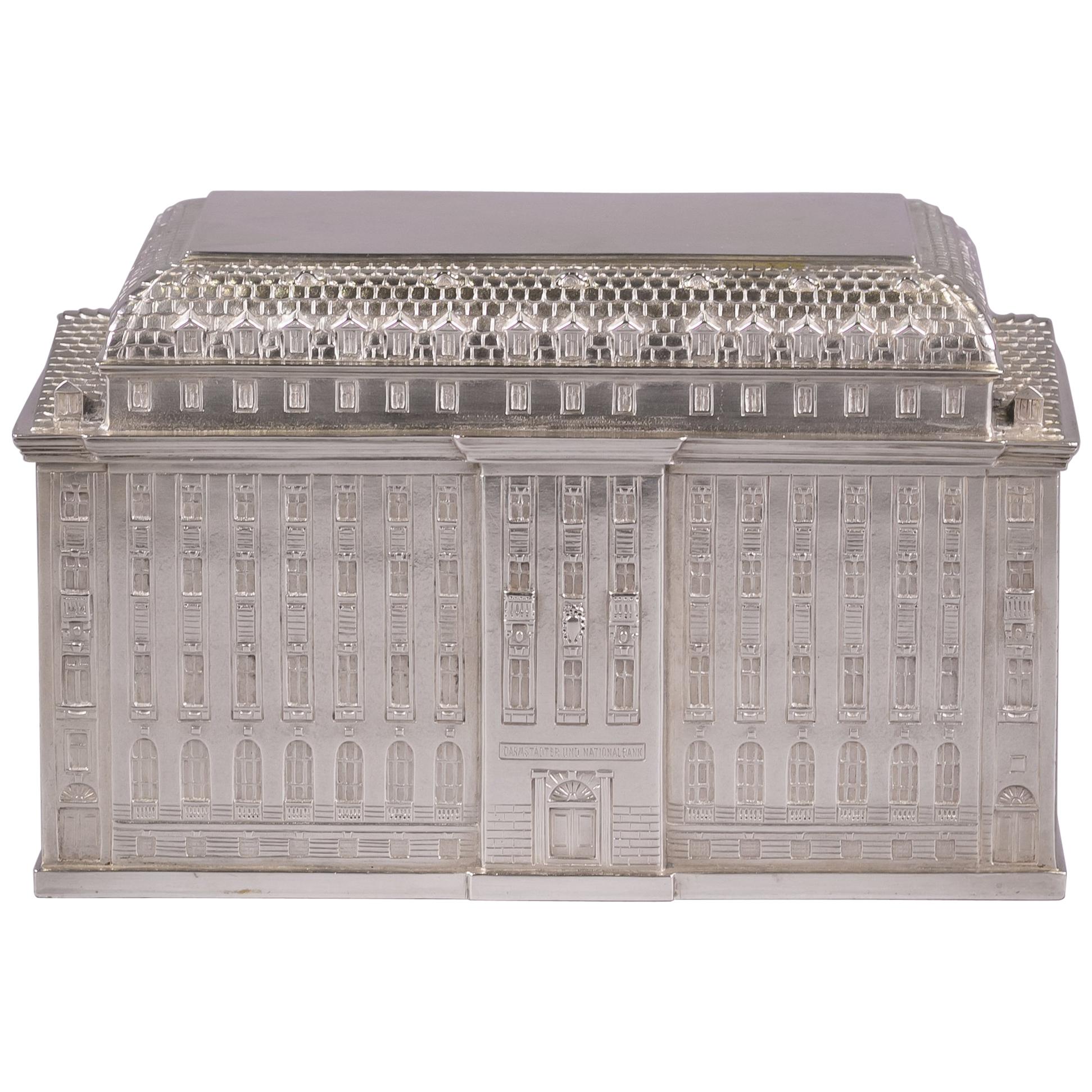 Large German Silver Box Architectural-Form Box, circa 1925 For Sale