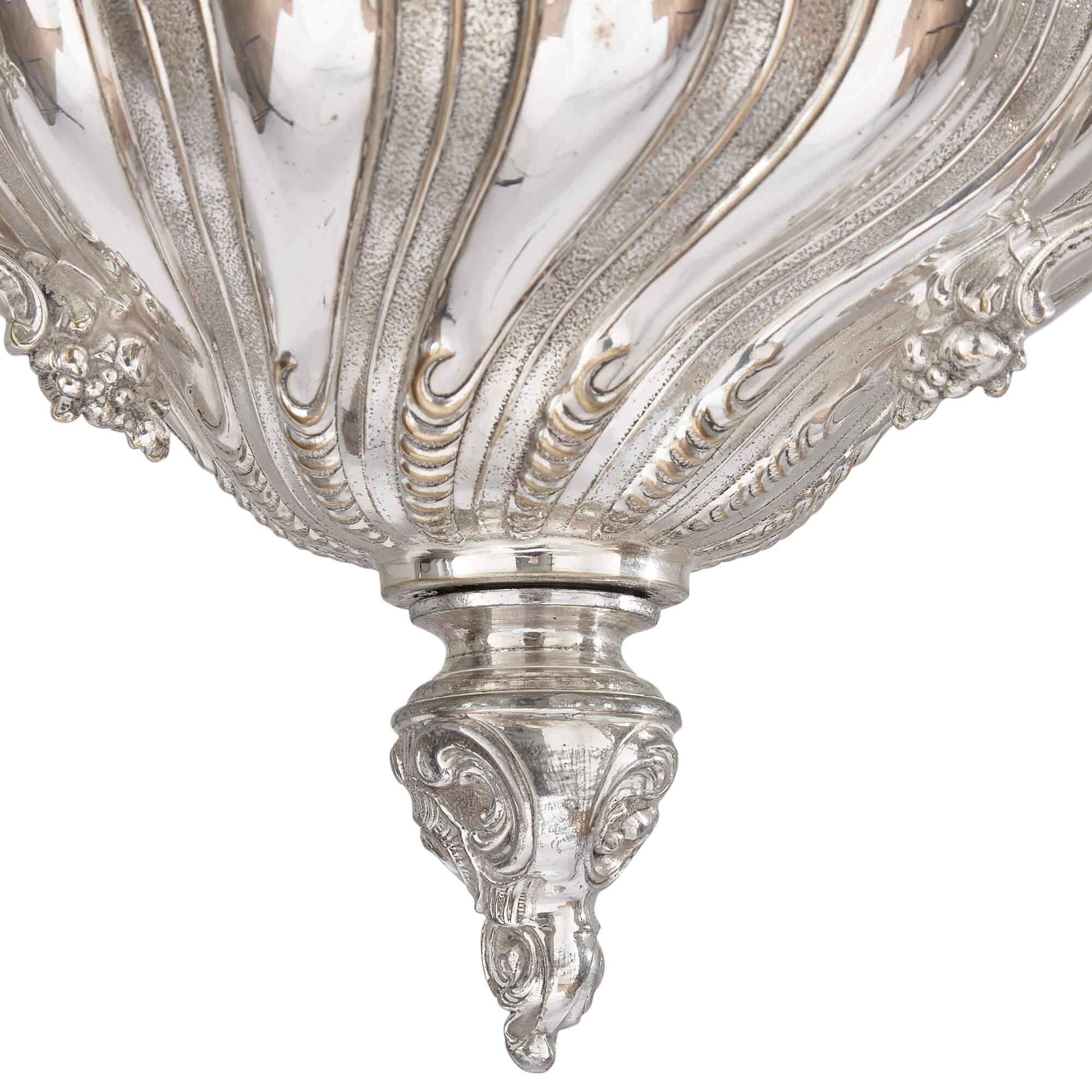 Large German Silver-Plated Hanging Lantern by WMF In Good Condition For Sale In London, GB