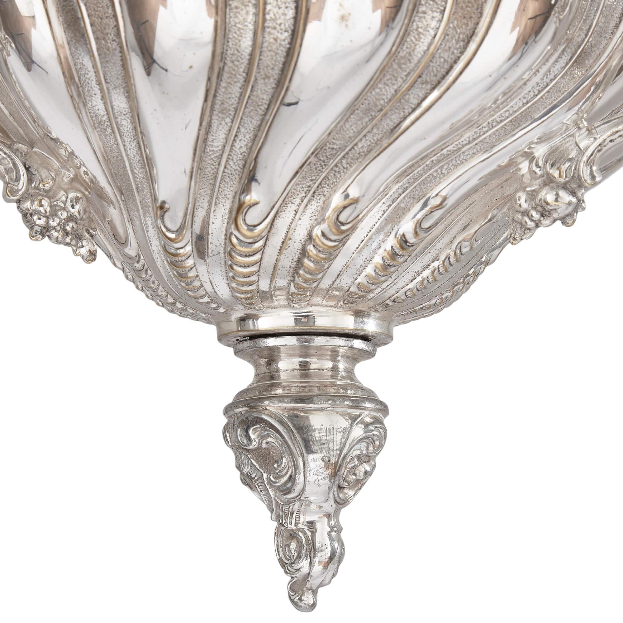 Galvanizzato Grande lanterna a sospensione tedesca placcata in argento di WMF in vendita