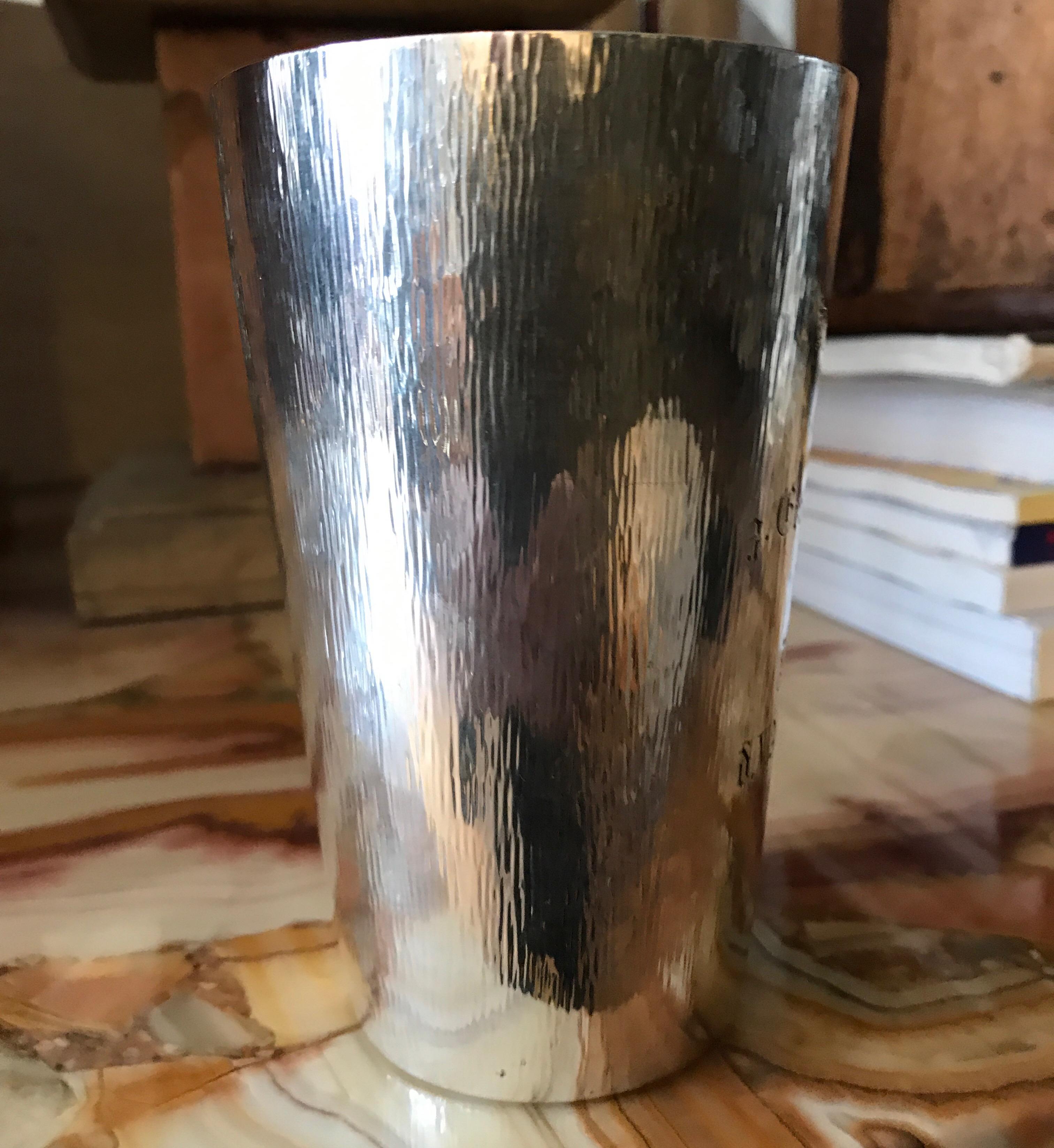 Hammered Large German Silver Presentation Beaker