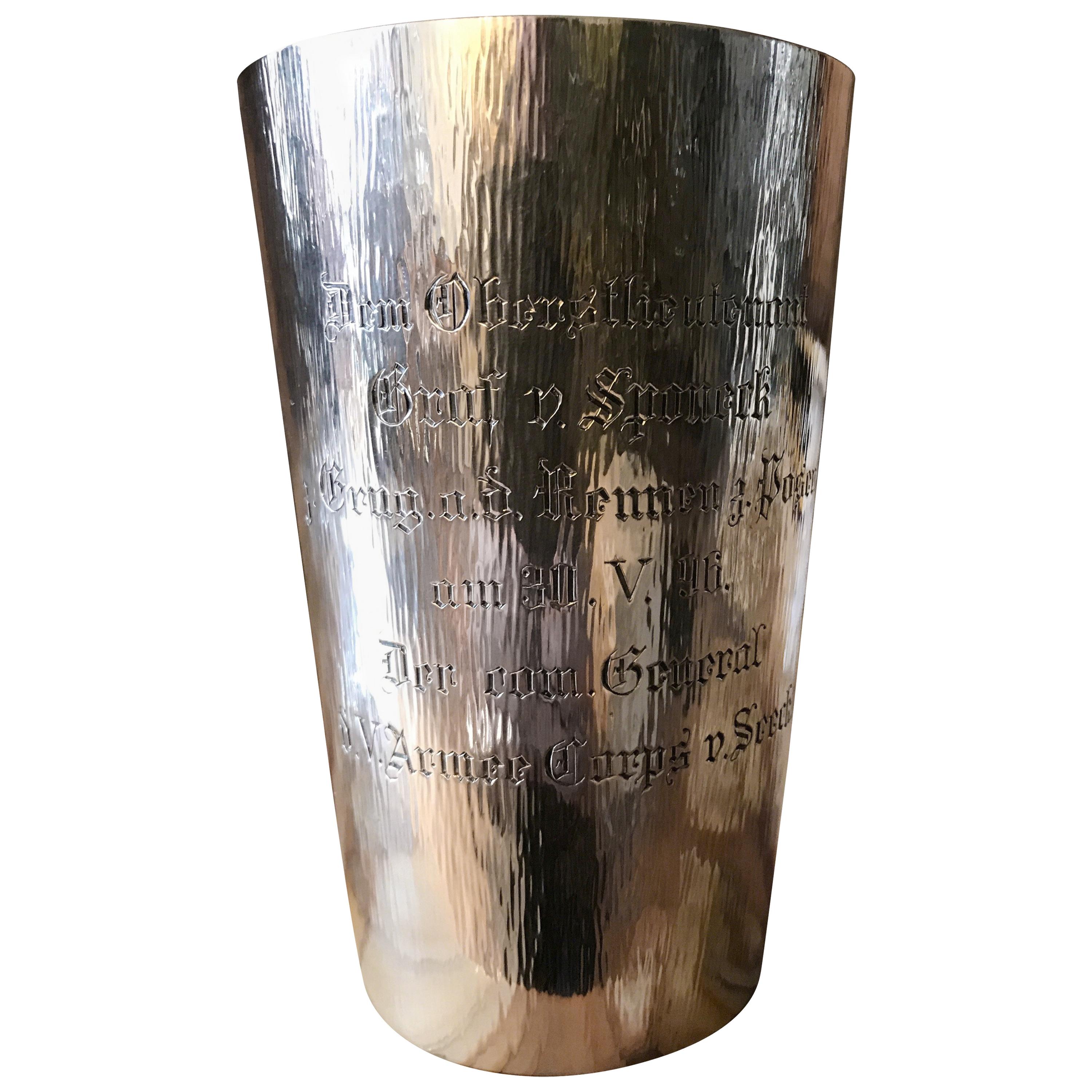 Large German Silver Presentation Beaker