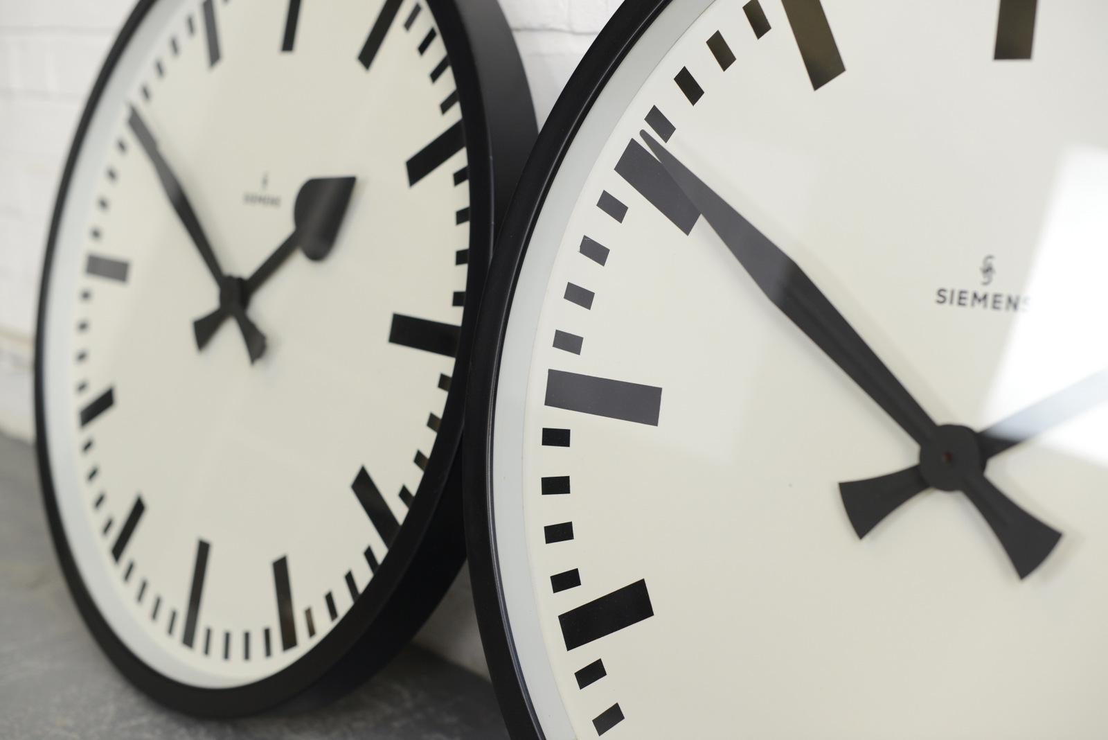 Industrial Large German Station Clocks by Siemens, circa 1950s