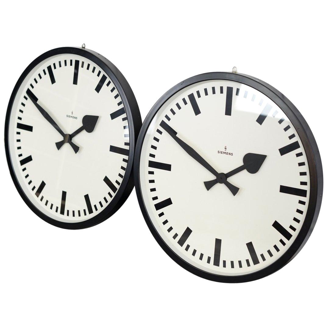 Large German Station Clocks by Siemens, circa 1950s