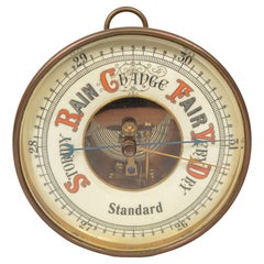 Große deutsche Tischplatte oder Wandmontage Messing und Emaille Barometer