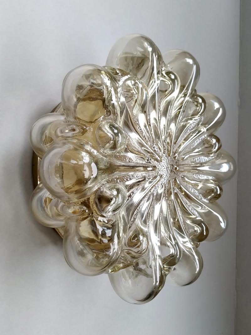Large German Vintage Amber Glass Ceiling or Wall Light Flushmount, 1960s In Good Condition In Berlin, DE