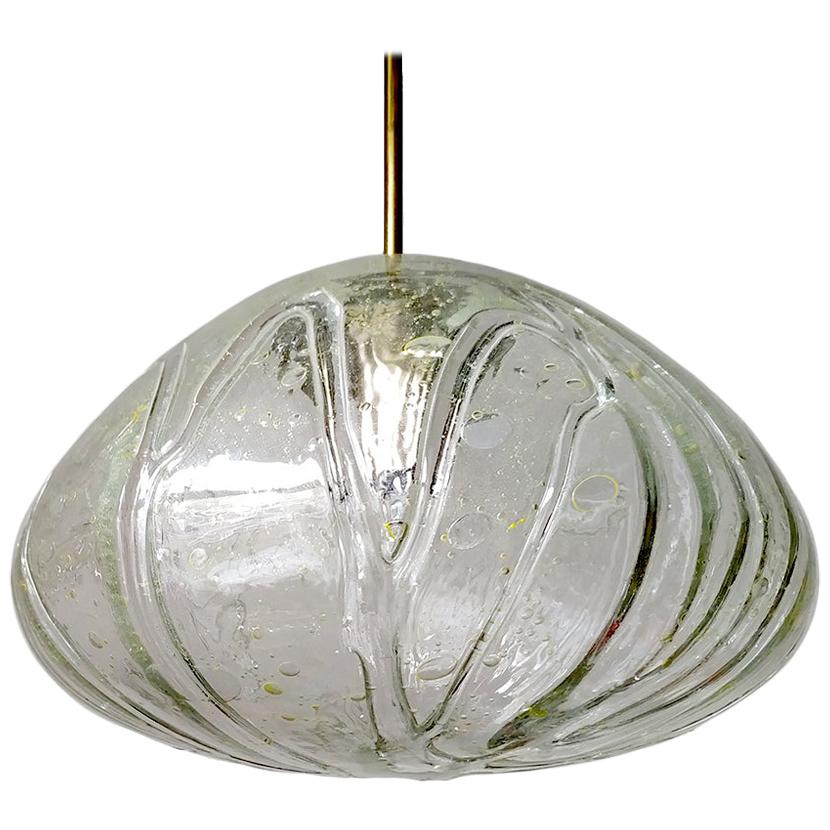 Large German Vintage Blown Glass Globe Ceiling Hanging Pendant Light, 1960s
