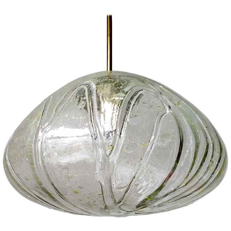 Large German Vintage Blown Glass Globe Ceiling Hanging Pendant Light