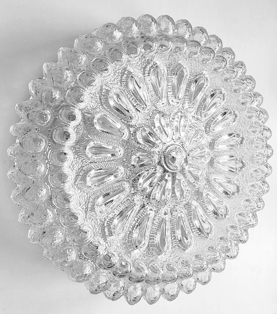 Mid-Century Modern ONE of Large German Vintage Crystal Bubble Glass Ceiling Wall Flush Mount 1960s For Sale