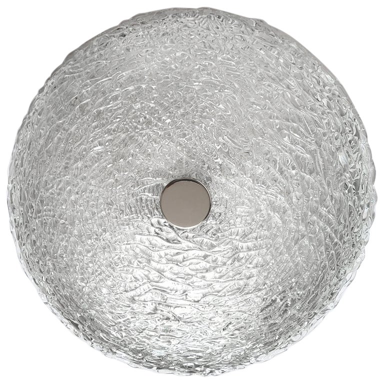 Large German Vintage Textured Murano Glass Ceiling Light Flush Mount