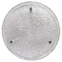 Large German Vintage Textured Murano Glass Ceiling Light Flushmount, 1960s