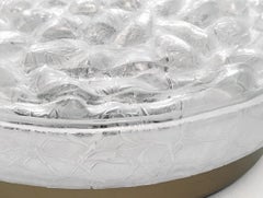 Large German Vintage Textured Blown Glass Ceiling Wall Light Flushmount 1960s
