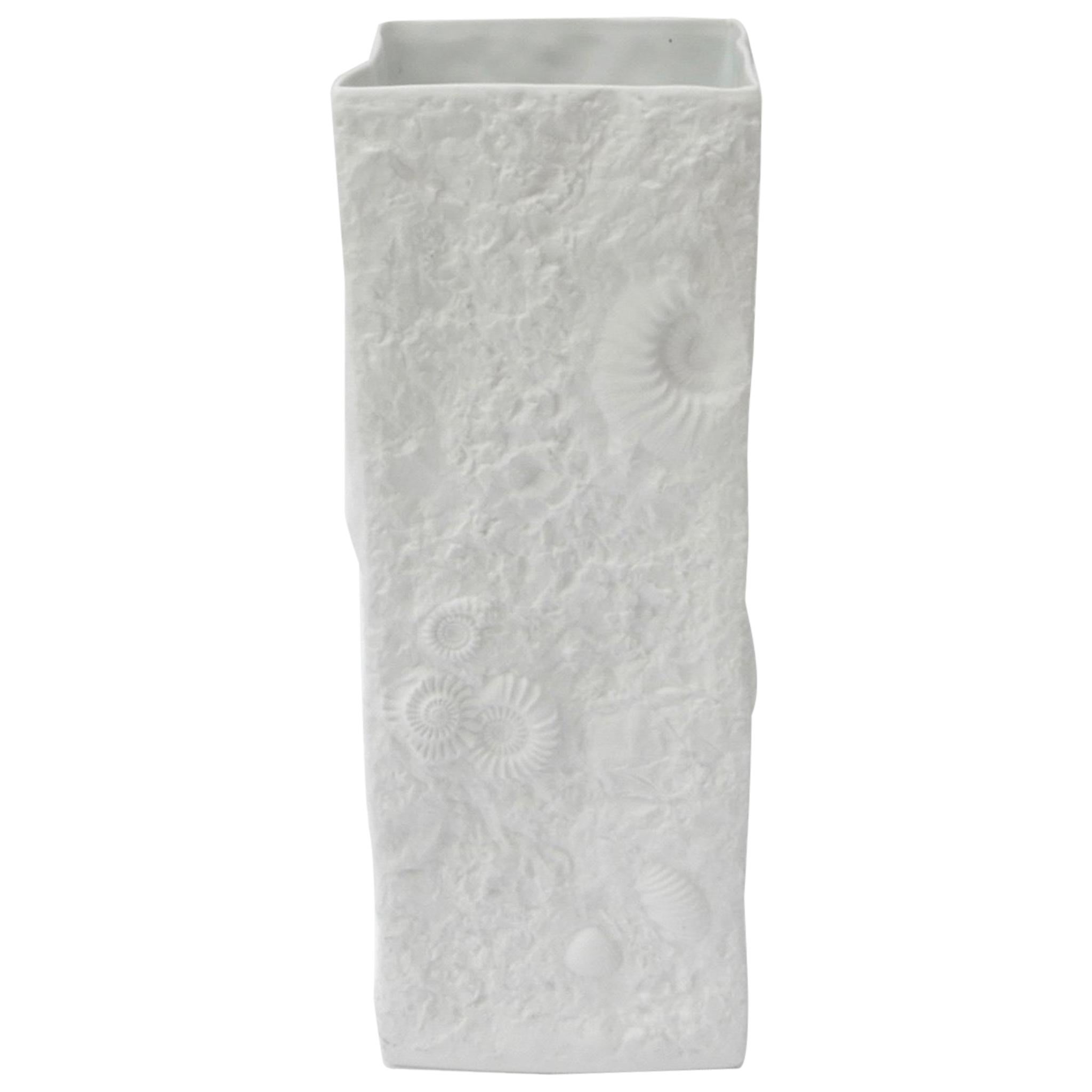 Large German White Bisque Porcelain Vase, 1960s at 1stDibs