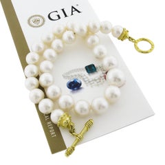 Large GIA 12.86-17.32mm South Sea Pearl Strand Necklace 18k Toggle Gold Clasp
