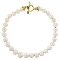 Large GIA 12.86-17.32mm South Sea Pearl Strand Necklace 18k Toggle Gold Clasp