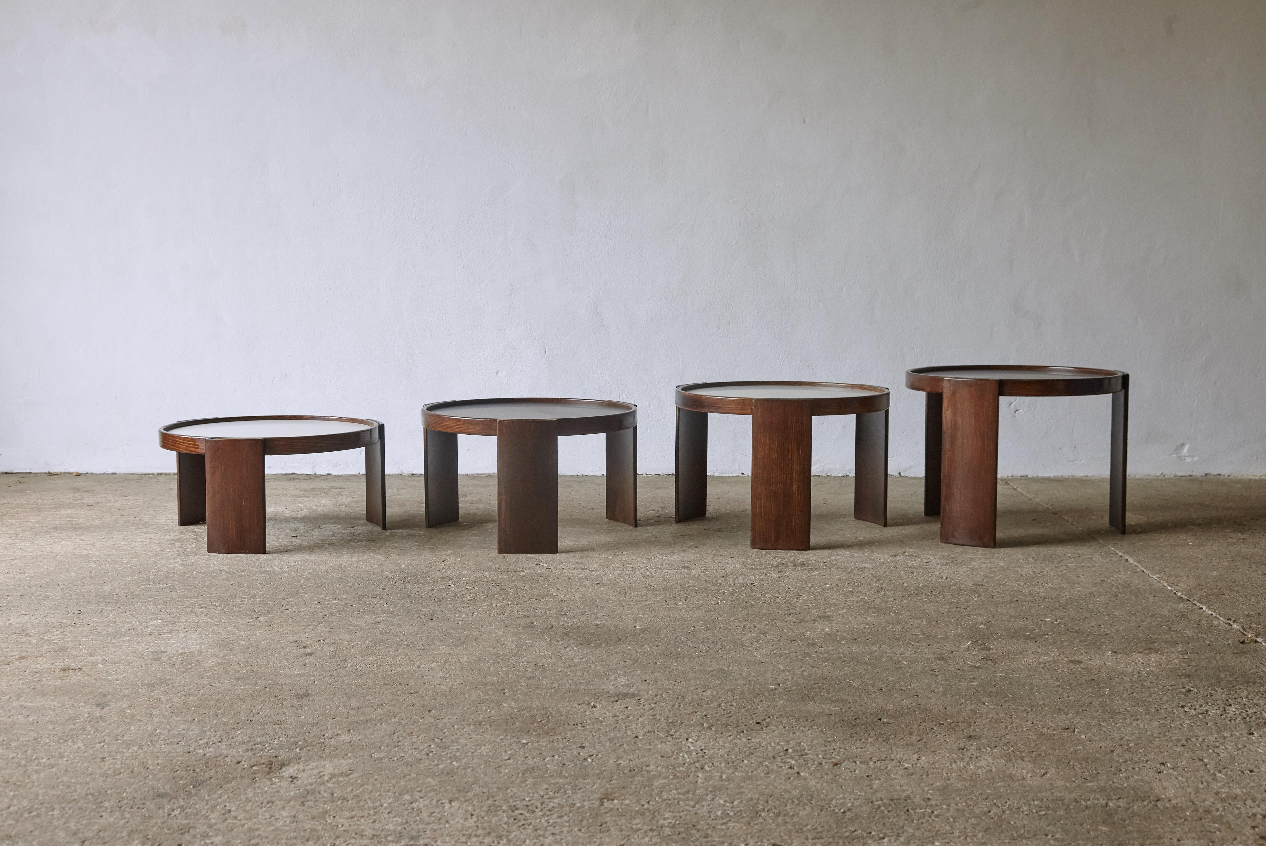 Mid-Century Modern Large Gianfranco Frattini for Cassina Nesting / Stacking Tables, Italy, 1970s