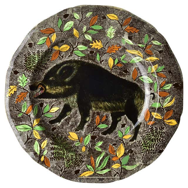 Set of 6 Gien Rambouillet Hand-Painted Hunting Scene Ceramic Dinner ...