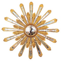 Large Gilded and Tessellated Sunburst Mirror