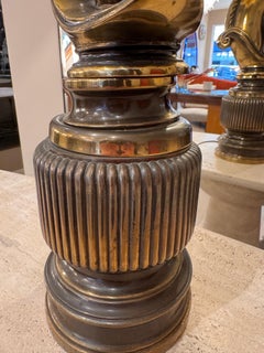 Large gilded brass horse head table lamp by maison Charles