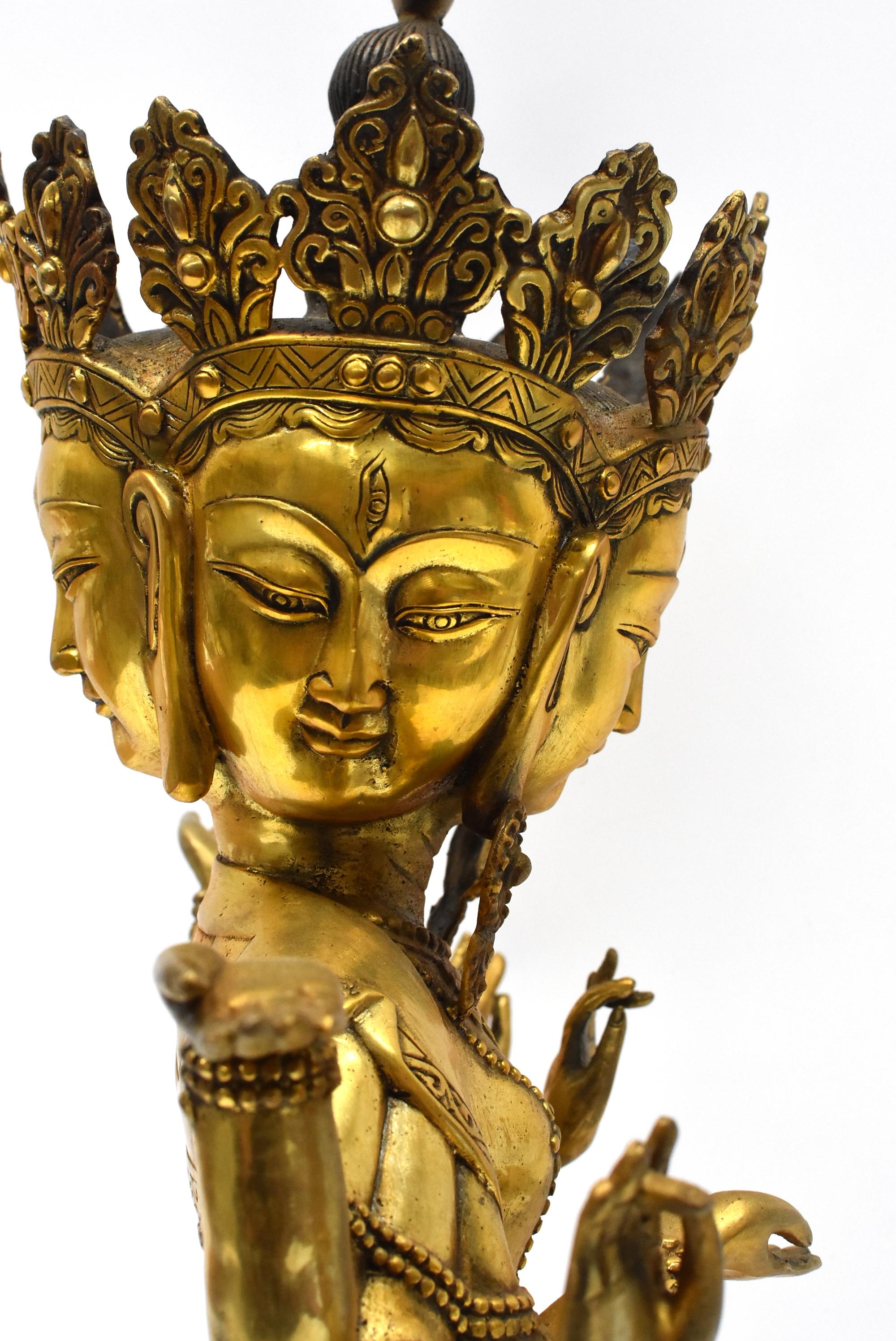 Large Gilt Bronze Tibetan Buddha Statue Vasundhara For Sale 10