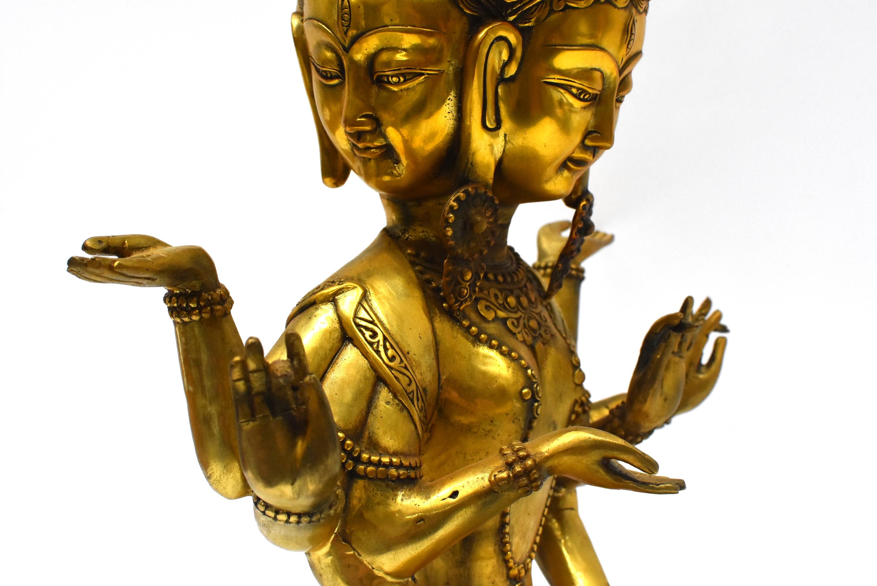Large Gilt Bronze Tibetan Buddha Statue Vasundhara For Sale 12