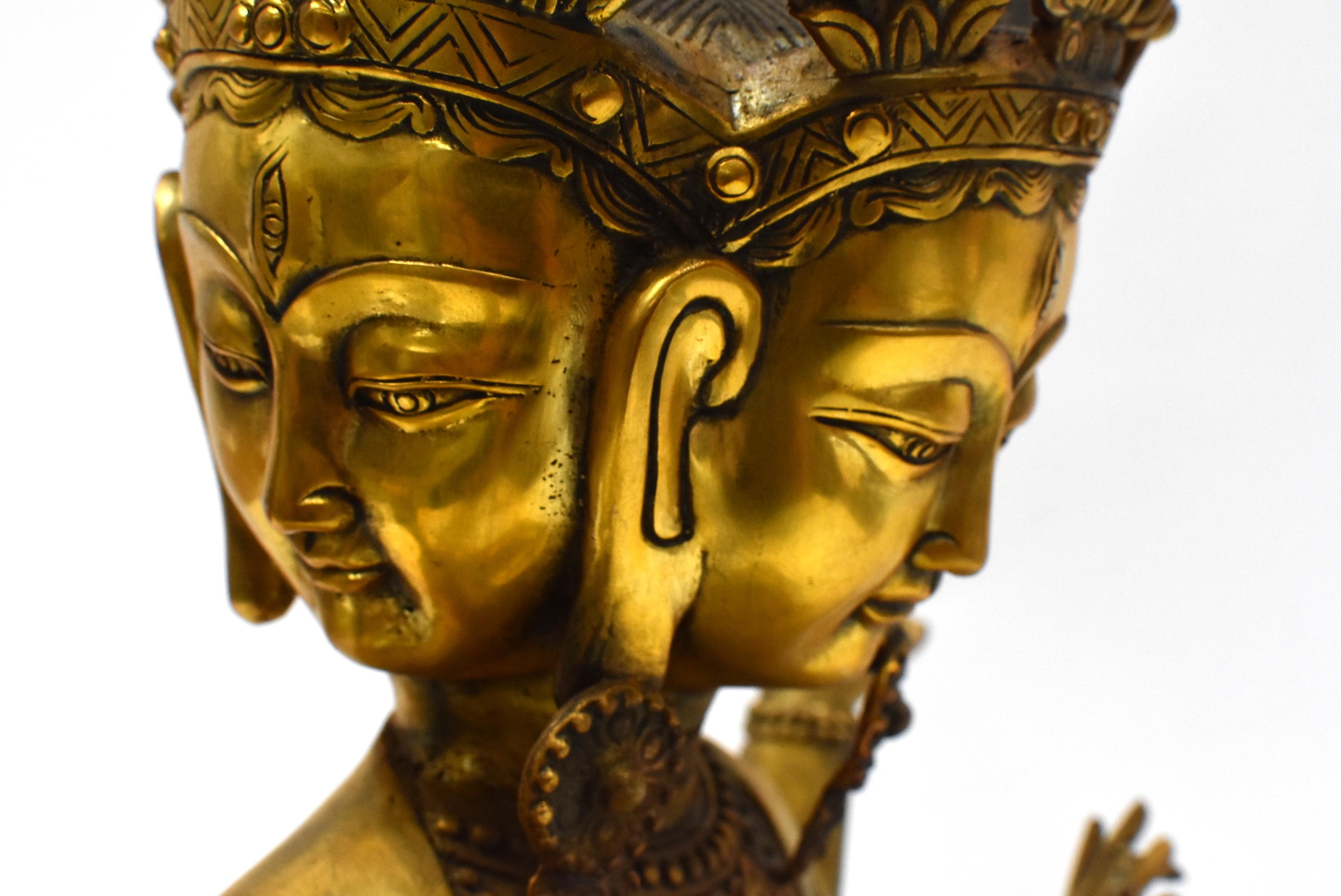Large Gilt Bronze Tibetan Buddha Statue Vasundhara For Sale 13