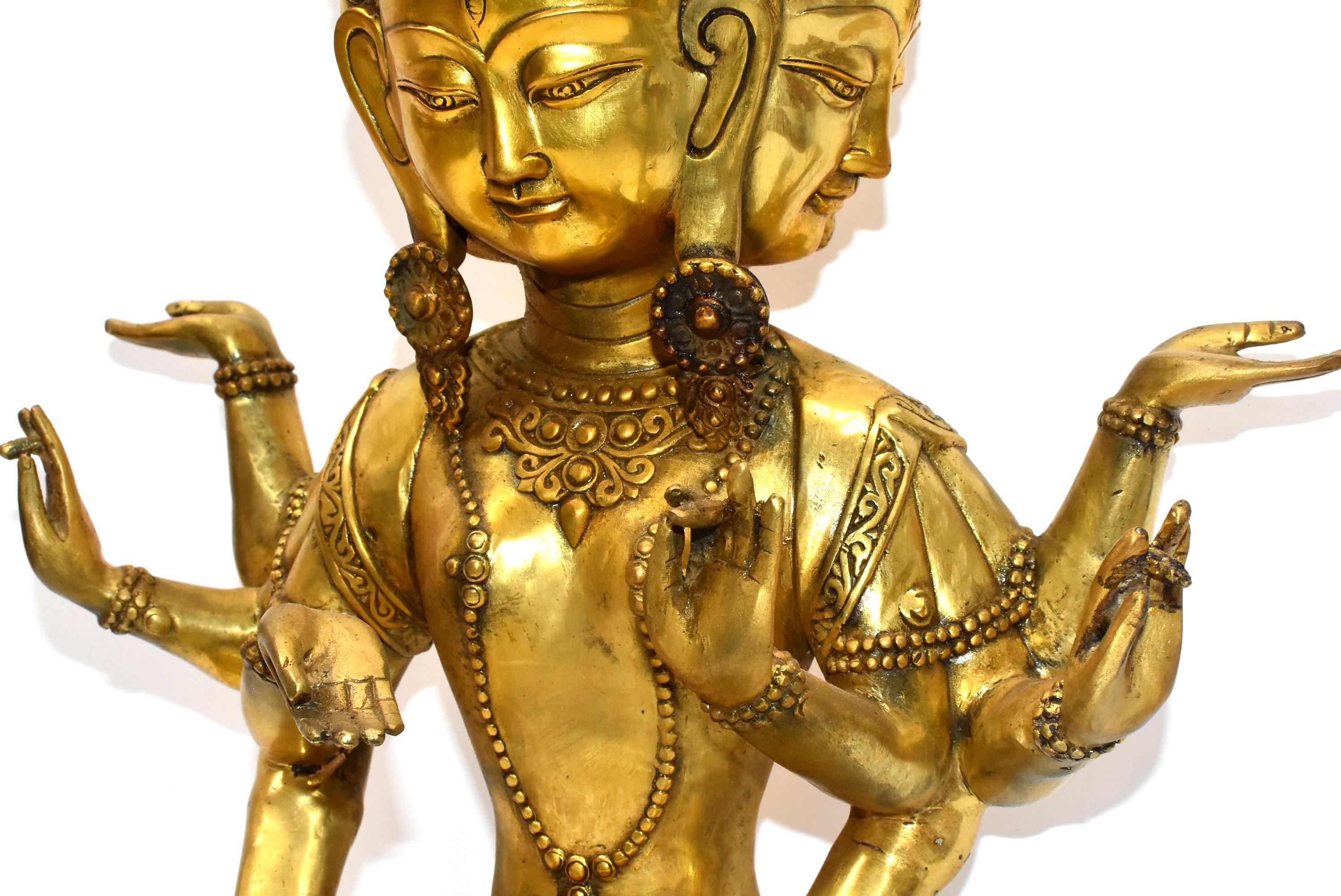 Large Gilt Bronze Tibetan Buddha Statue Vasundhara In Good Condition For Sale In Somis, CA