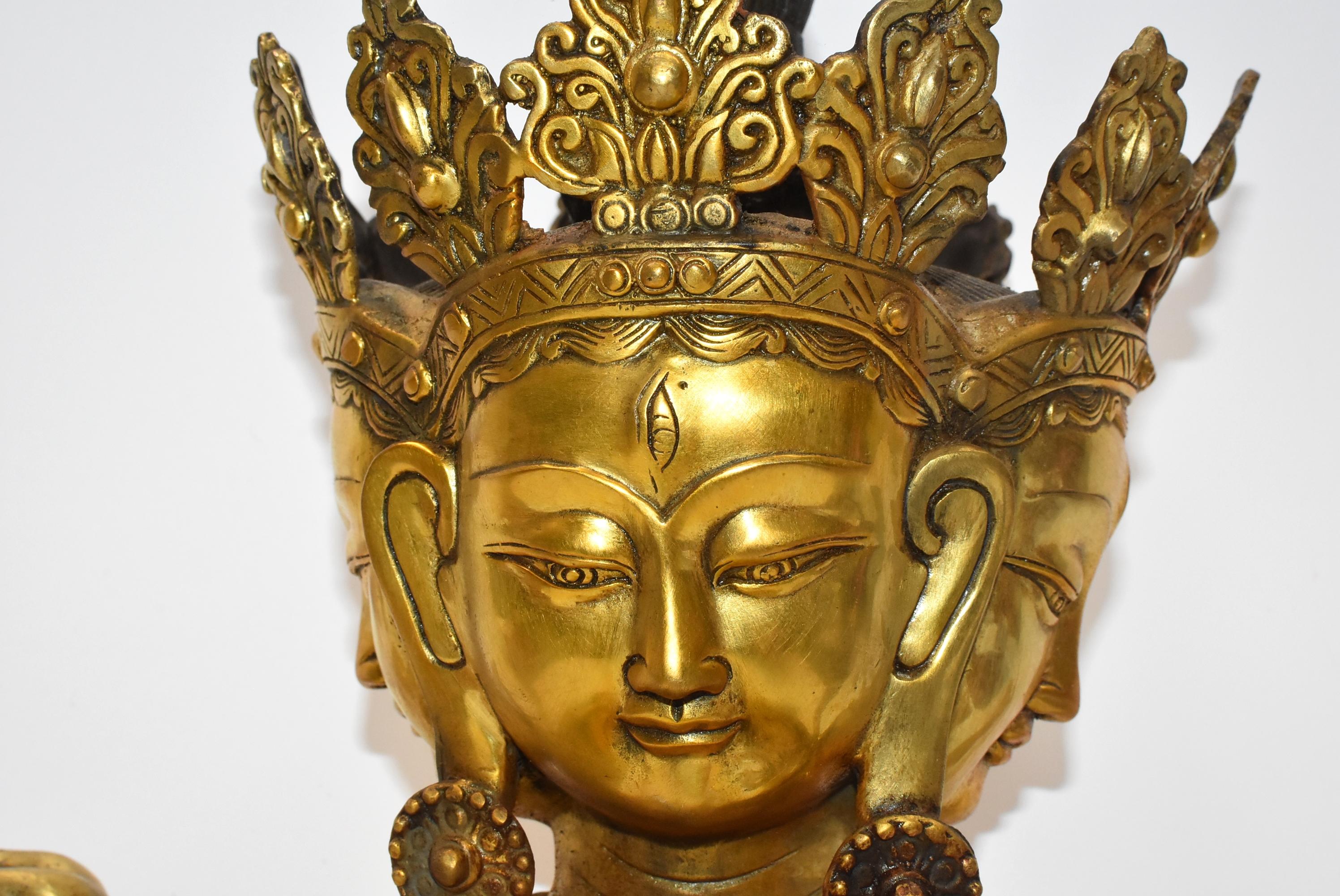 Large Gilt Bronze Tibetan Buddha Statue Vasundhara For Sale 1