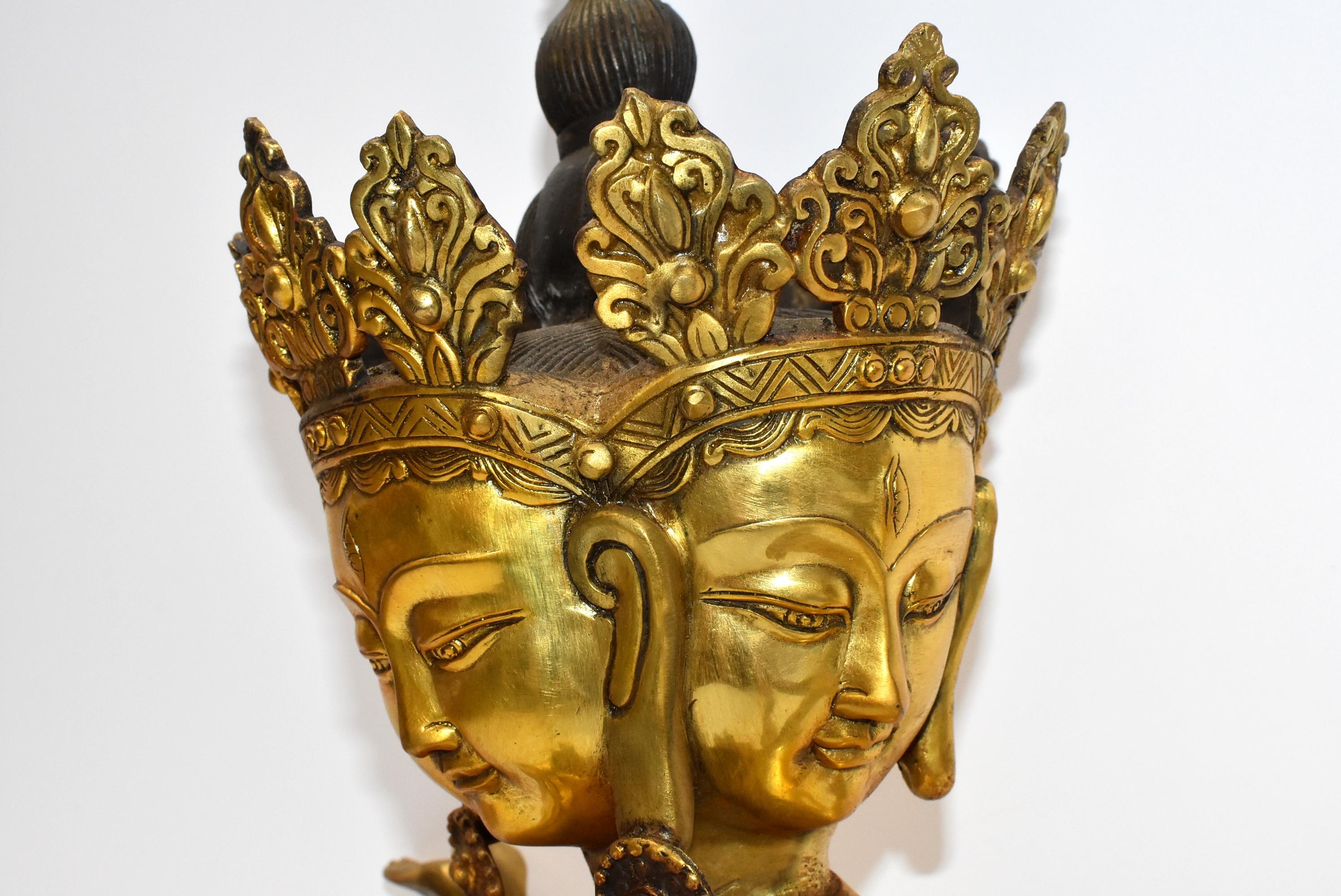 Large Gilt Bronze Tibetan Buddha Statue Vasundhara For Sale 2