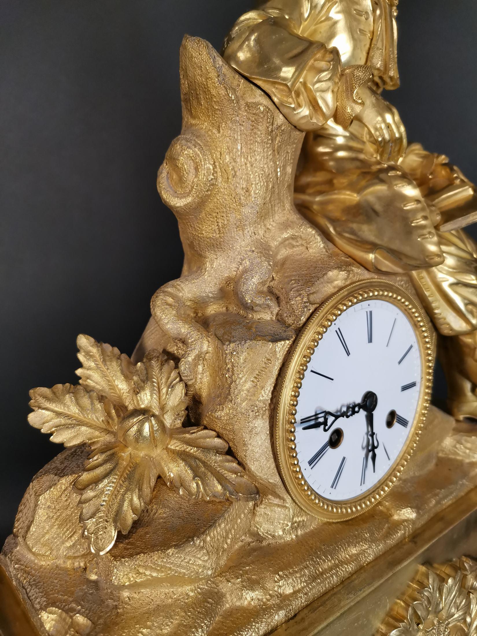 Large Gilded Bronze Clock with Louis XIV Figure, 18th Century For Sale 6