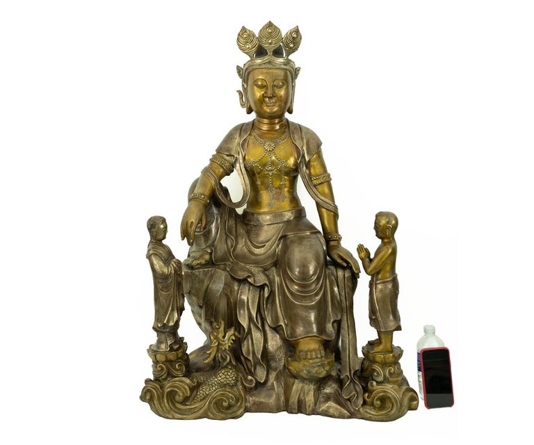 Large Gilded Bronze Quan Yin 'Guanyin' / Buddha For Sale at 1stDibs