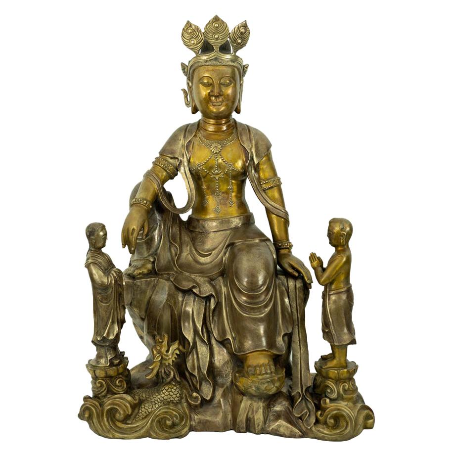Large Gilded Bronze Quan Yin 
Guanyin
 / Buddha For Sale