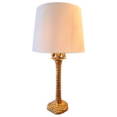 Large gilded ceramic palm tree table lamp
