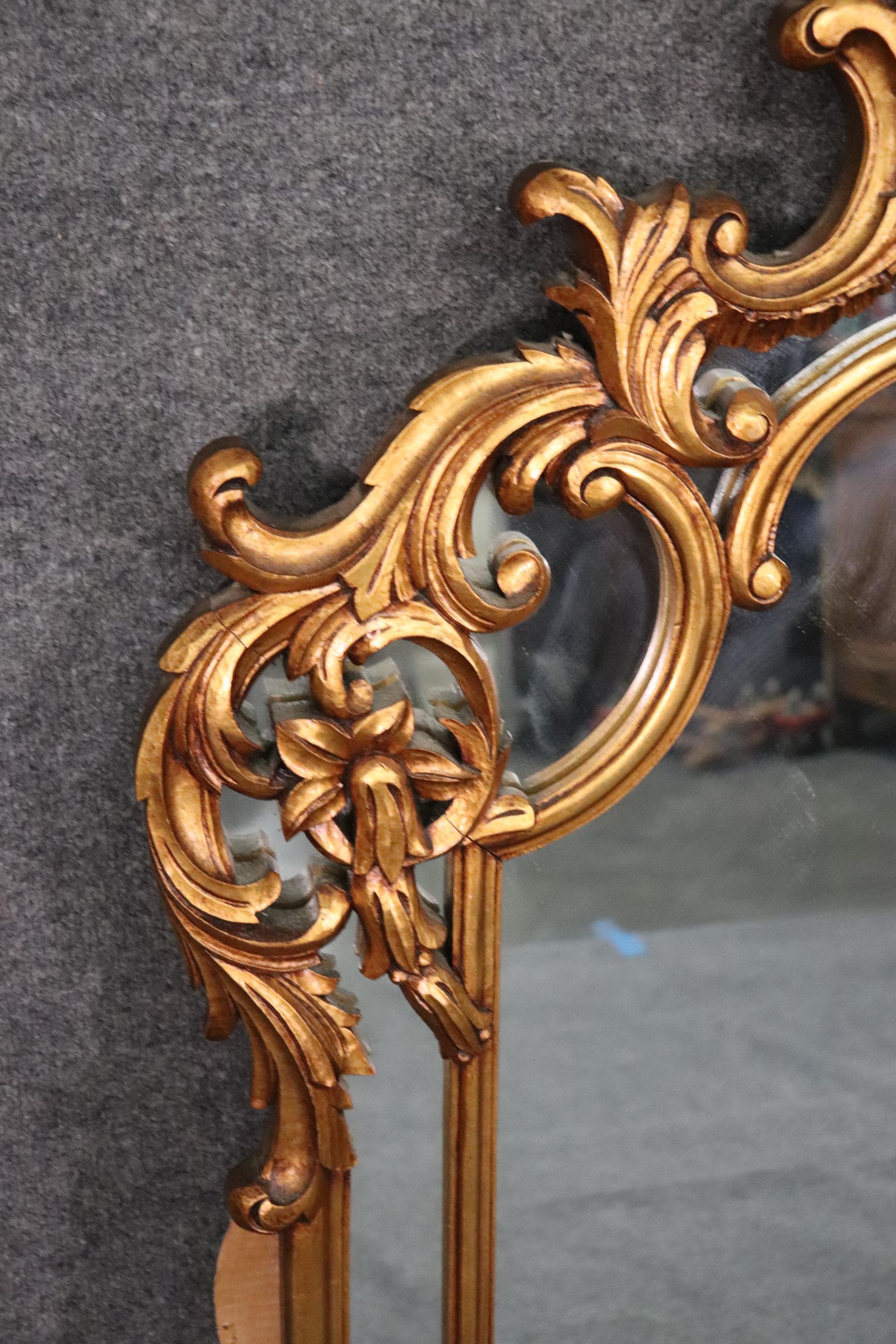 Large Gilded French Rococo Wall Mirror, C1960 1