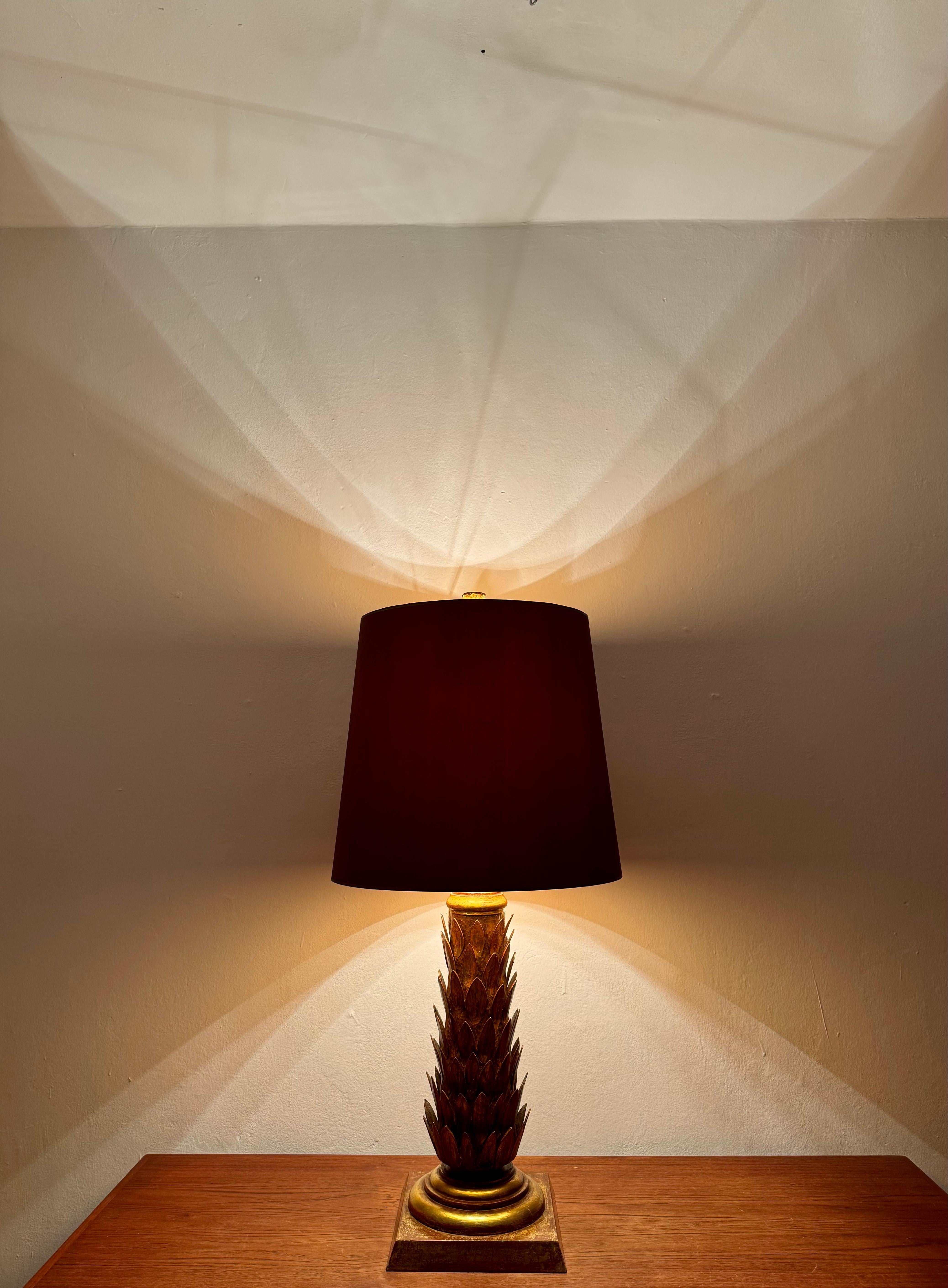 Large Gilded Italian Hollywood Regency Table Lamp For Sale 7