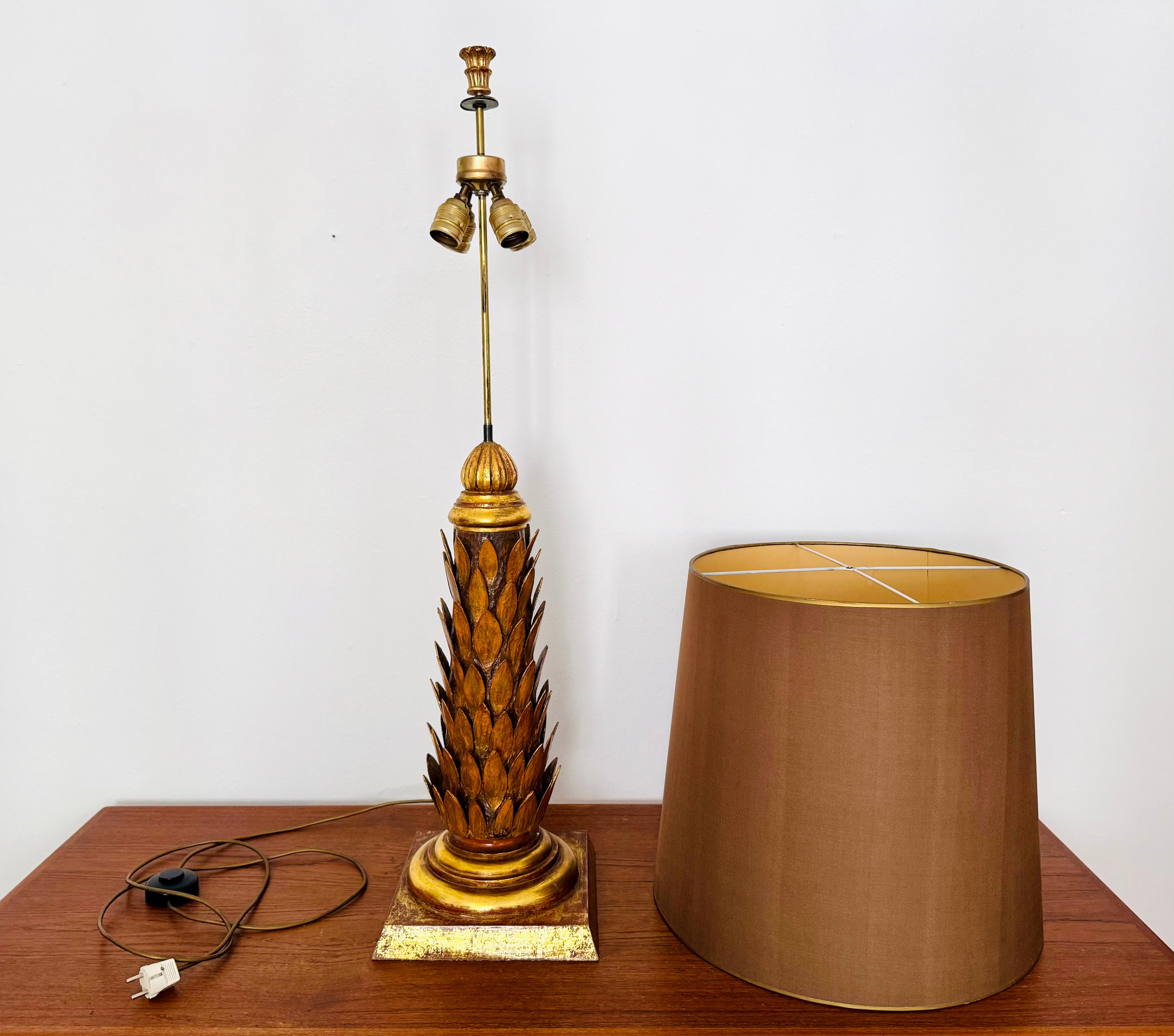Large Gilded Italian Hollywood Regency Table Lamp For Sale 10