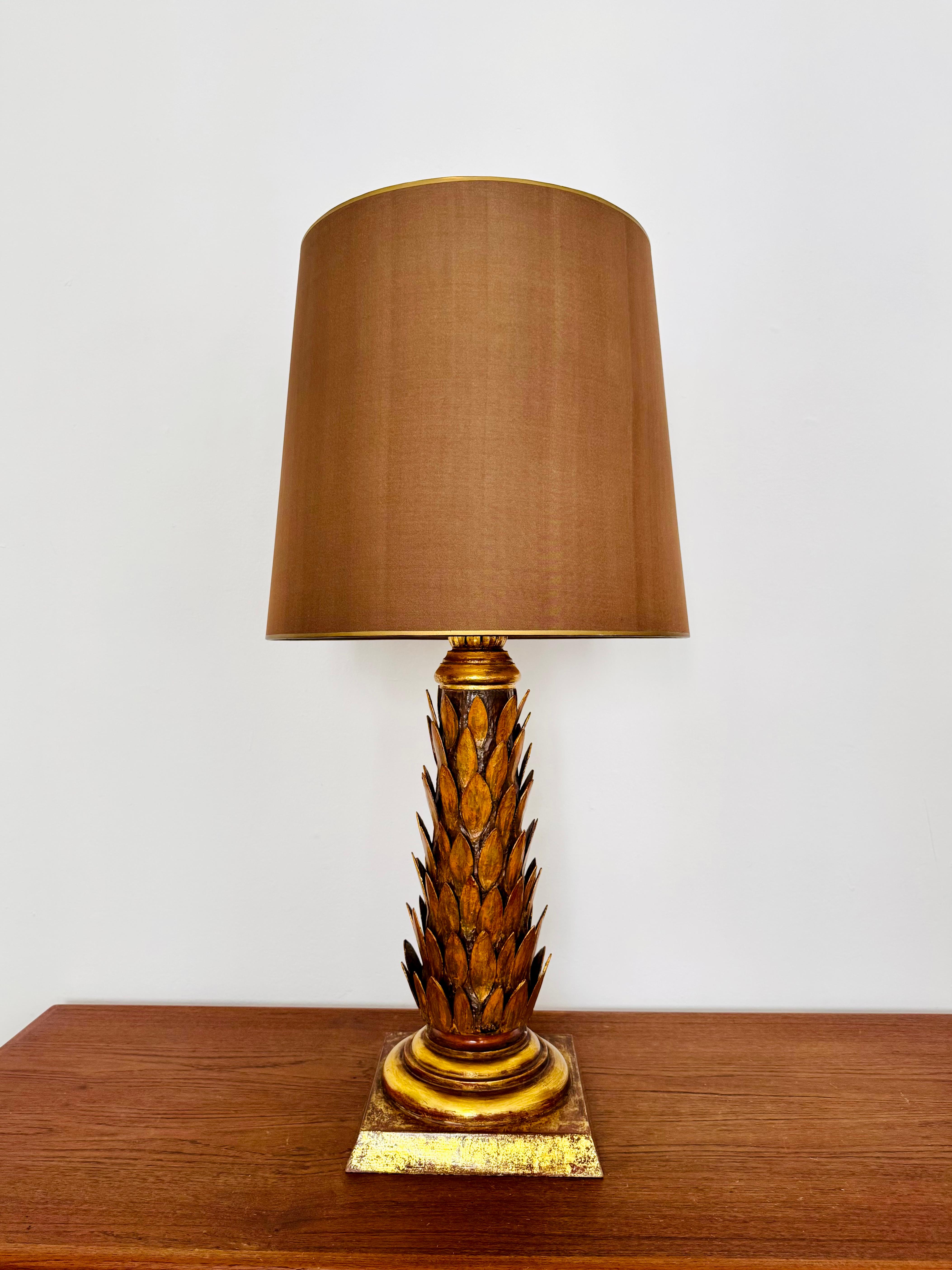 Mid-Century Modern Large Gilded Italian Hollywood Regency Table Lamp For Sale