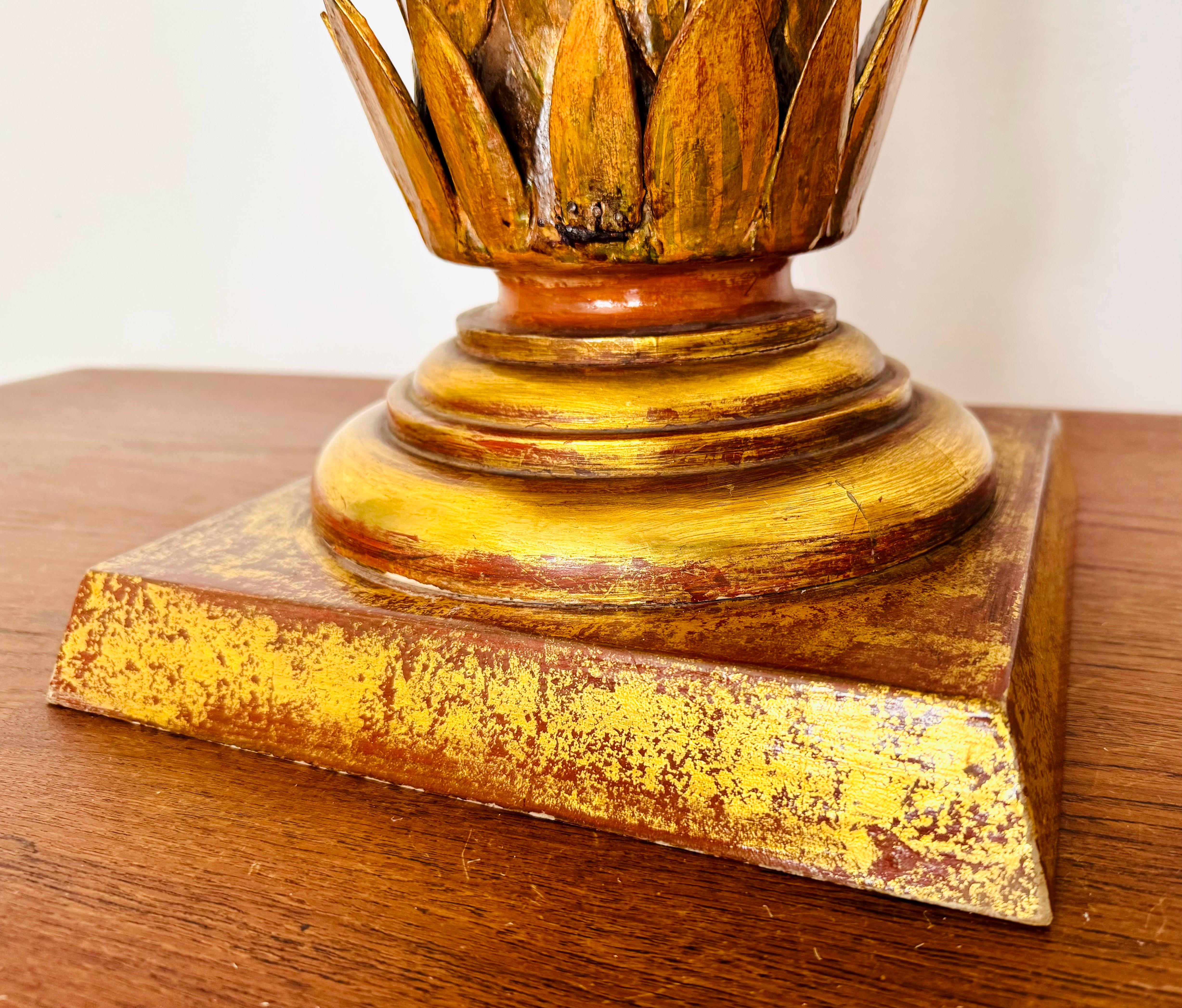 Large Gilded Italian Hollywood Regency Table Lamp For Sale 3