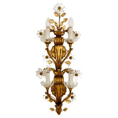 Large Gilded Italian Hollywood Regency Wall Lamp