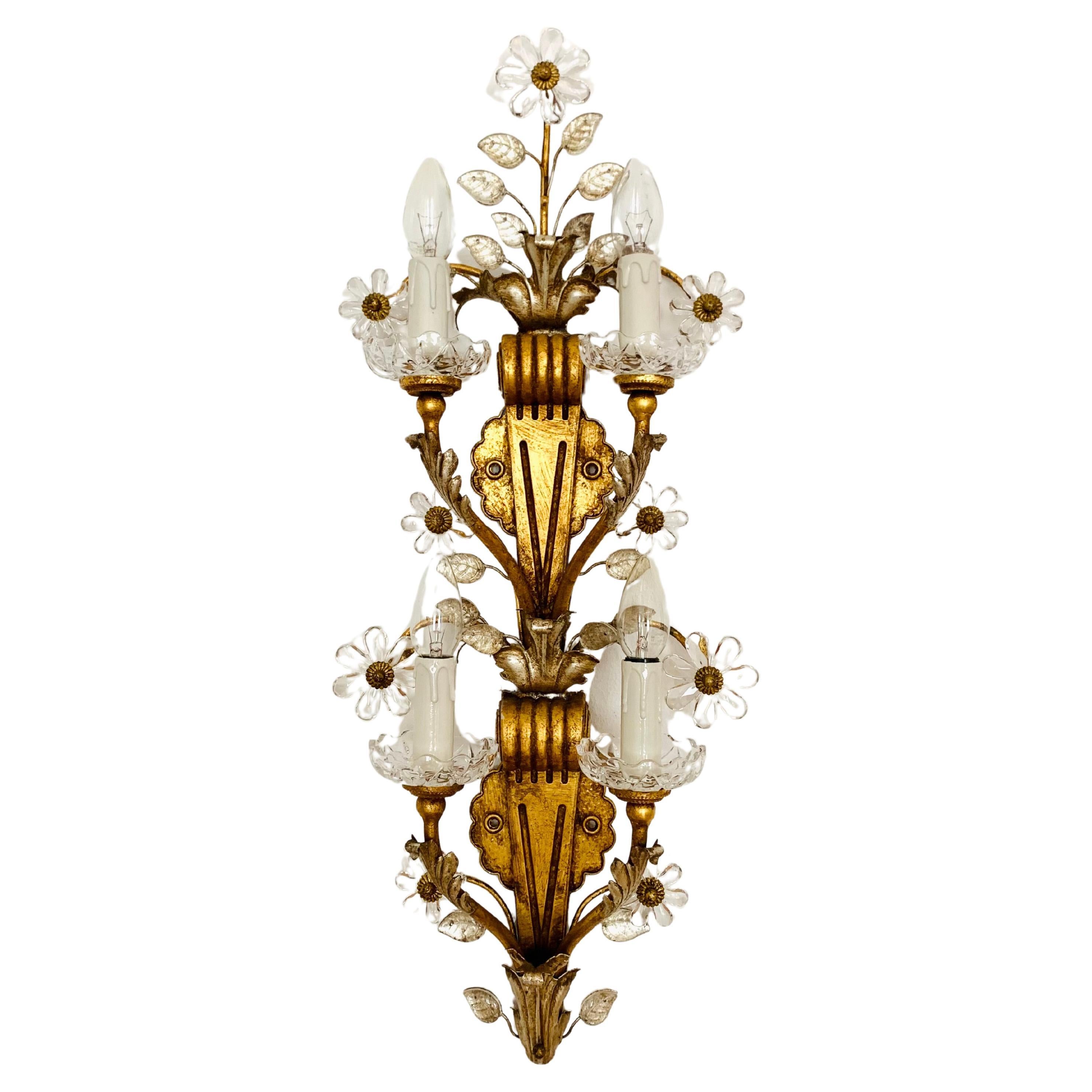 Large Gilded Italian Hollywood Regency Wall Lamp