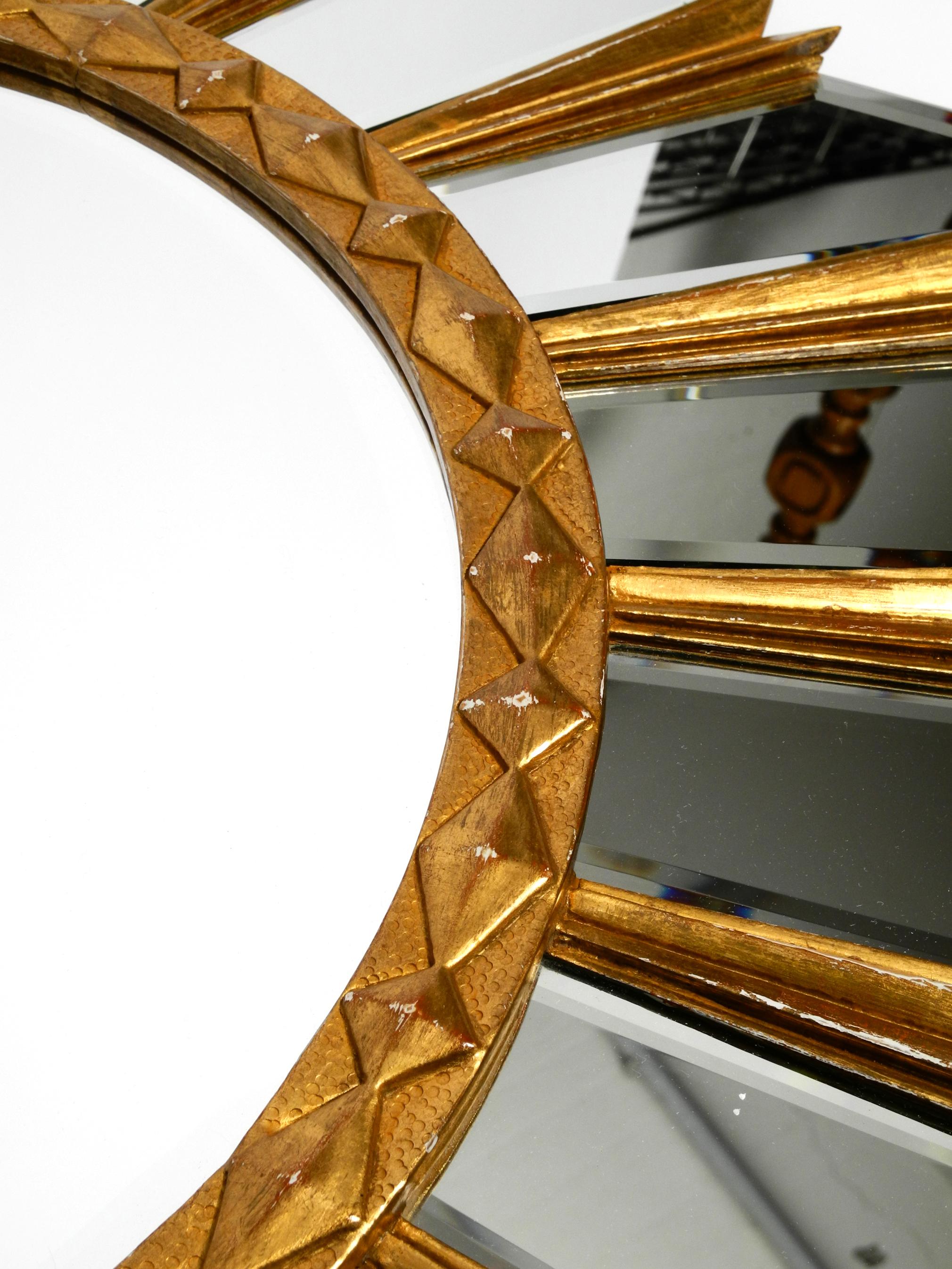 Large Gilded Italian XXL Regency Sunburst Wall Mirror For Sale 3