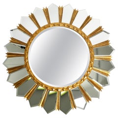 Large Gilded Italian XXL Regency Sunburst Wall Mirror