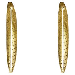 Grandi luci da parete in vetro di Murano a forma di foglia dorata, stile Art Deco, in stock