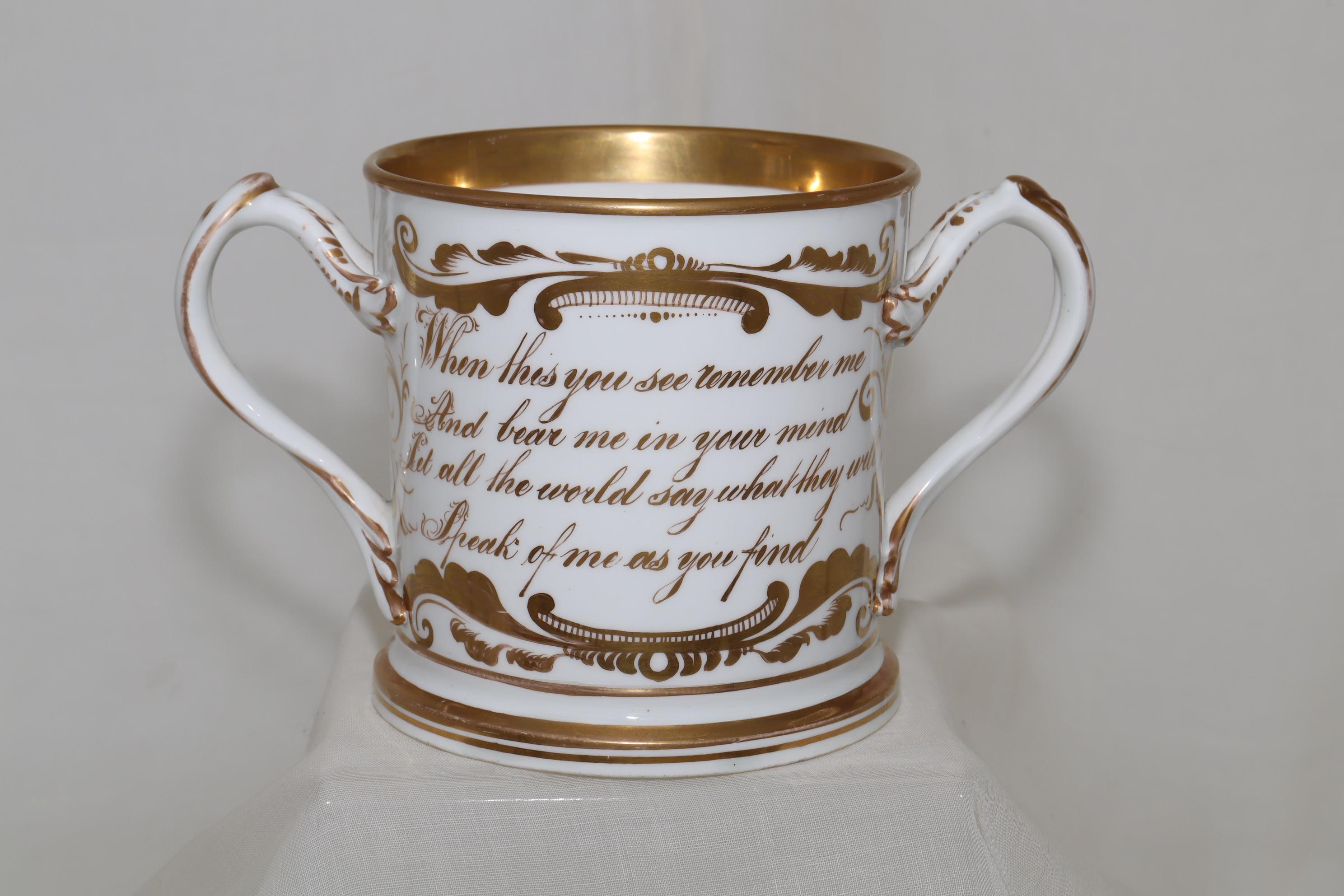 Rococo Revival Large Gilded Loving Cup Attributed to Coalport For Sale