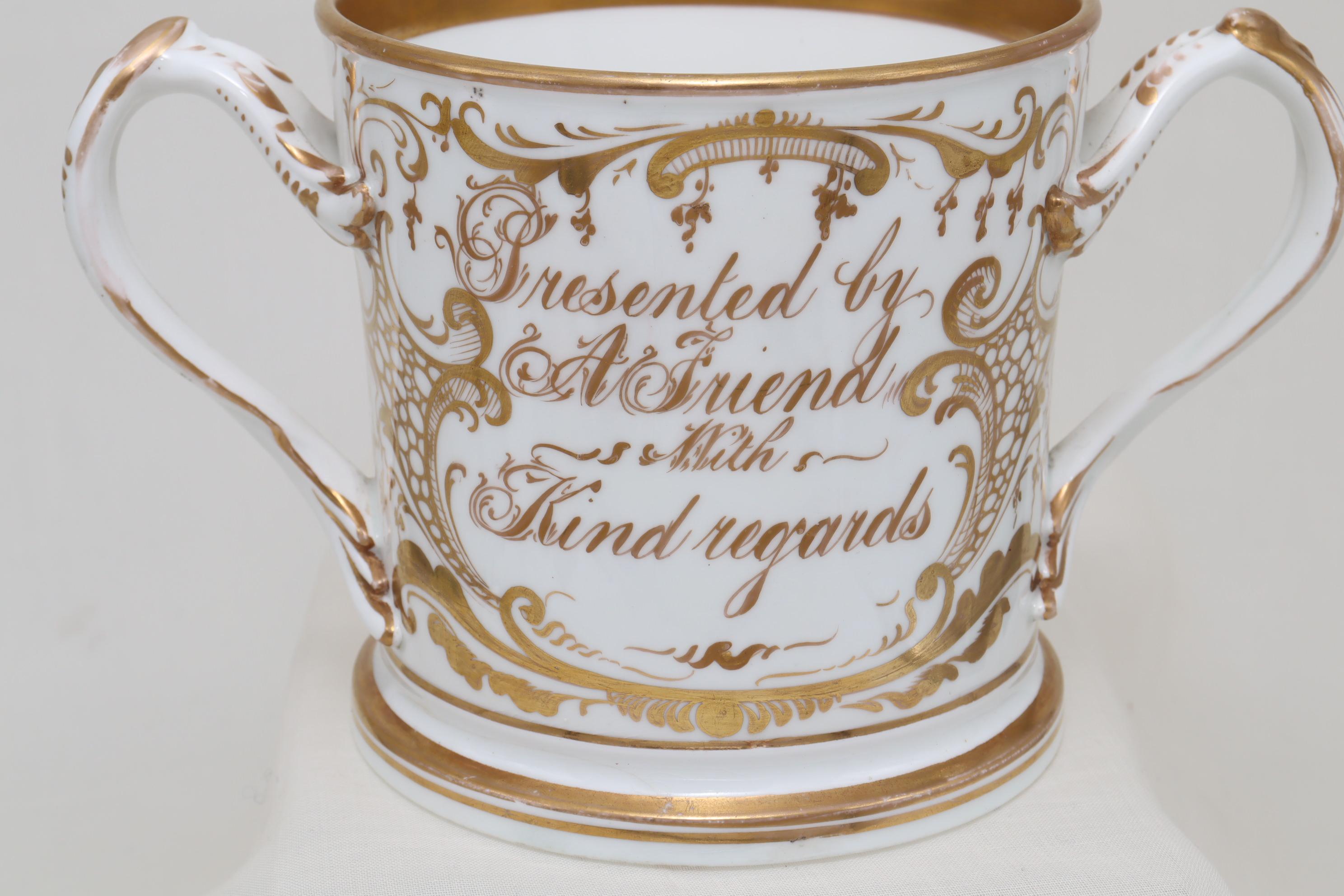 English Large Gilded Loving Cup Attributed to Coalport For Sale