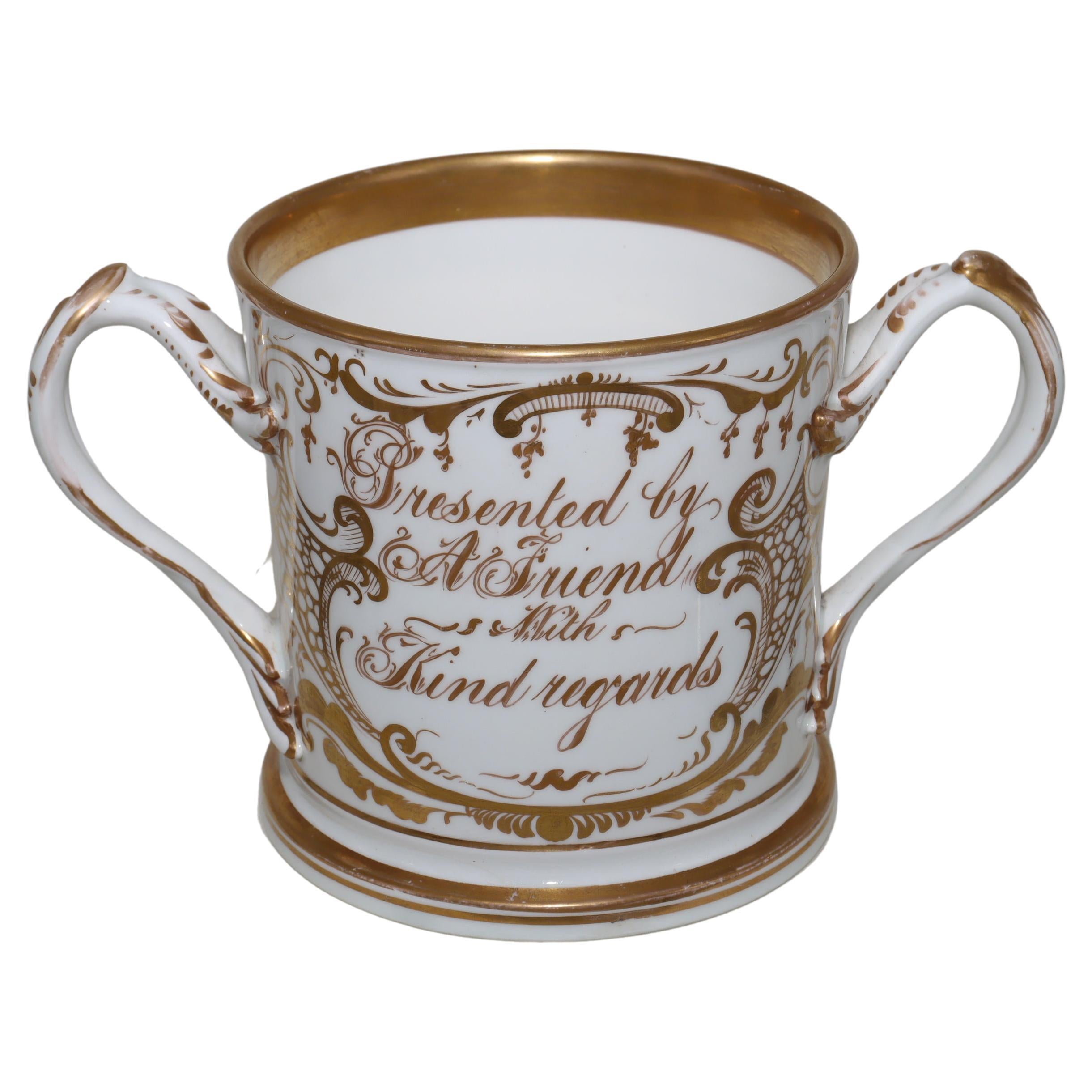 Large Gilded Loving Cup Attributed to Coalport For Sale